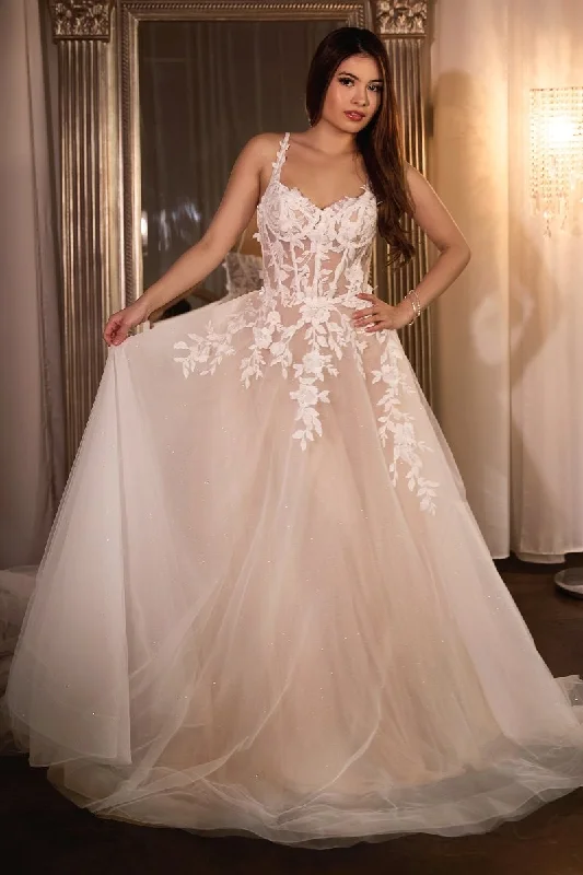 Women's Contemporary Clothing Cinderella Divine S477W A Line Long Wedding Dress