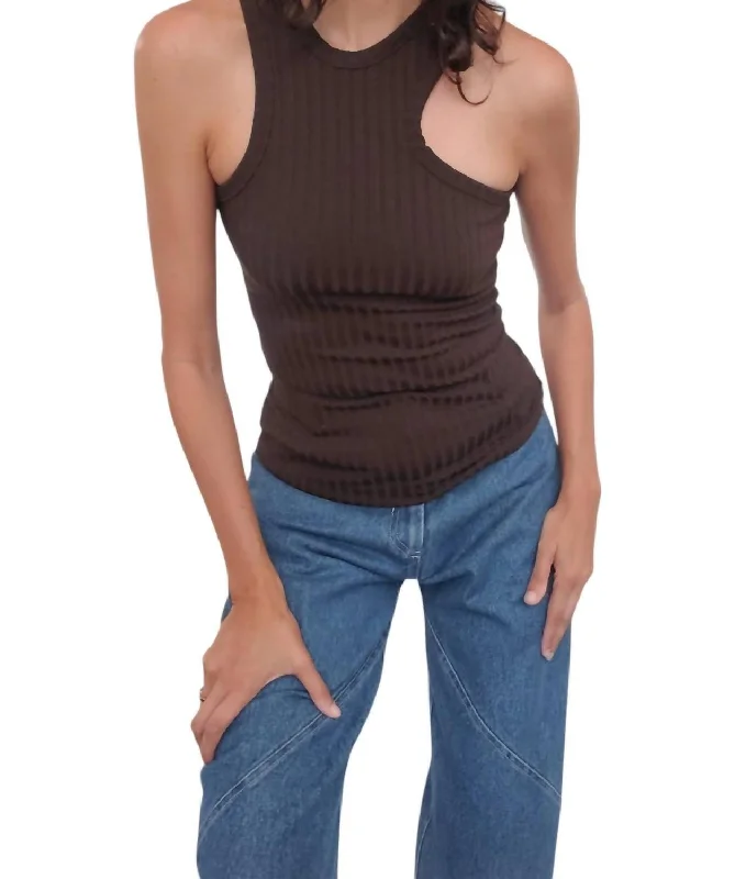 Women's Chic Outerwear Garments Asymmetric Tank Top In Earth