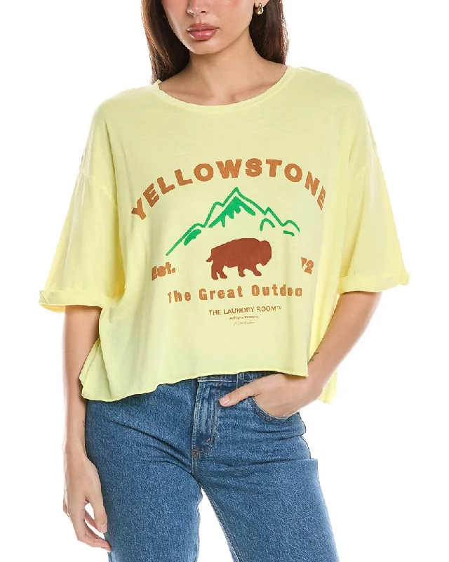 Women's Elegant Outfit THE LAUNDRY ROOM Bison Crop Oversized T-Shirt