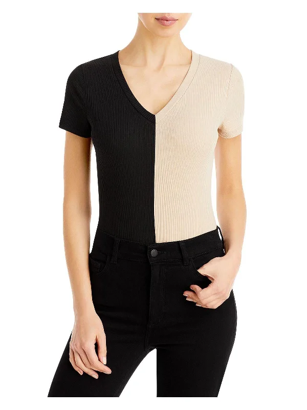 Women's Clothing For Work Womens Colorblock Ribbed Bodysuit