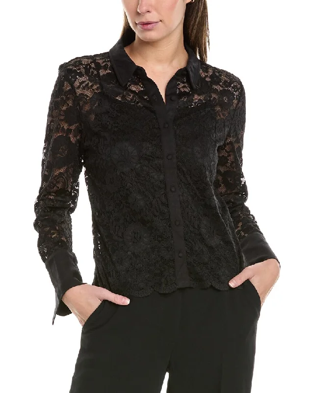 Women's Apparel And Garments Vince Camuto Collared Button-Down Knit Blouse