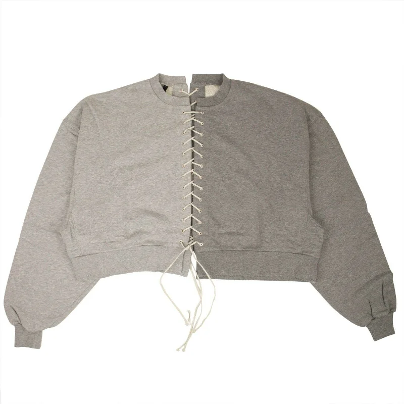 Women's Romantic Outfit Unravel Project Two Tone Lace Up Sweatshirt - Gray
