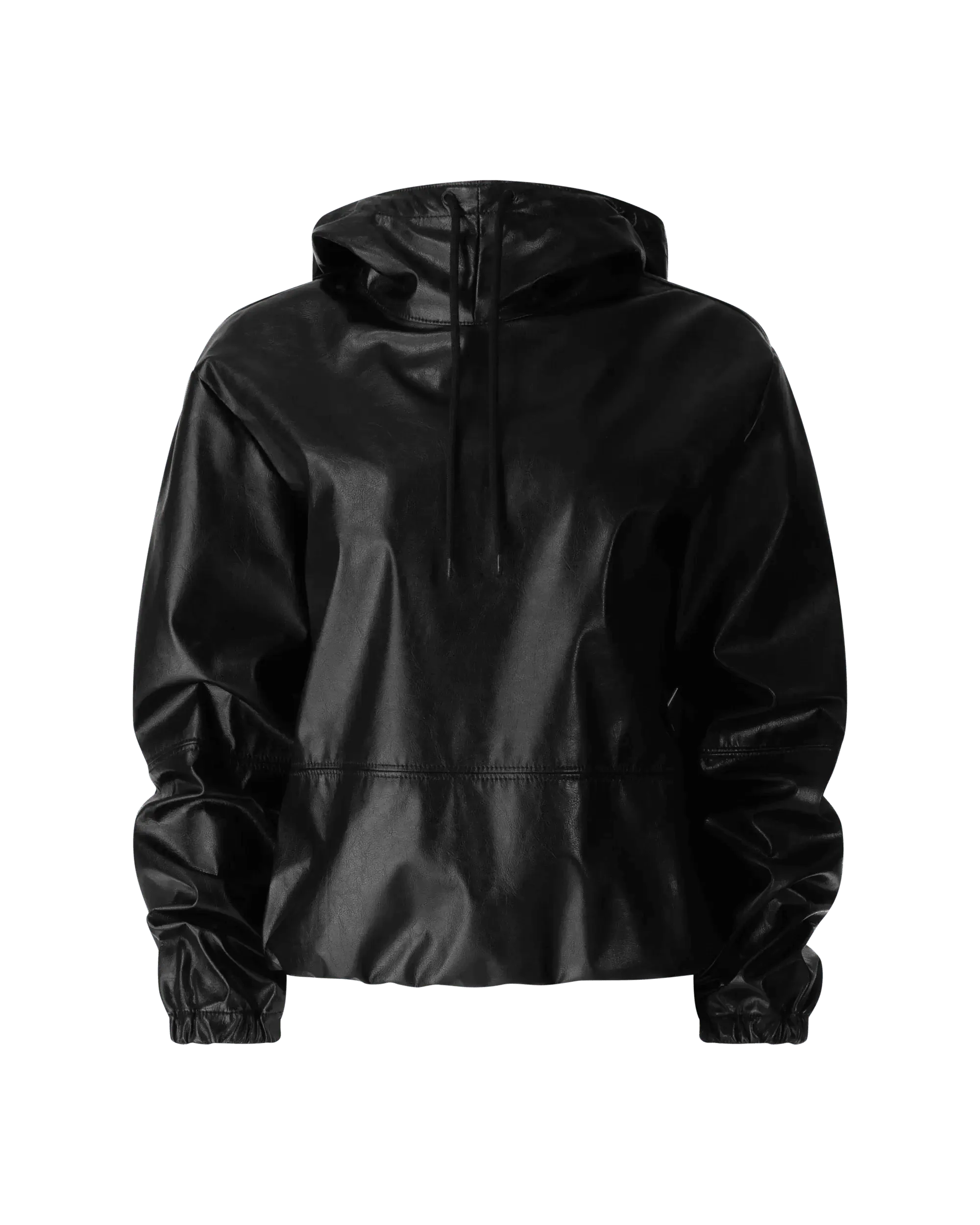 Women's Sporty Chic Clothes Faux Leather Hoodie