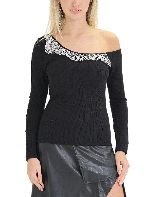 Women's Plus-Size Garments Sweater w/ Beads & Rhinestones