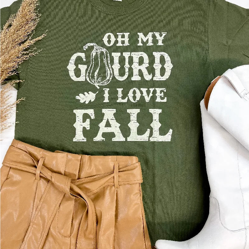 Stylish Women's Apparel Oh My Gourd Short Sleeve Graphic Tee in Moss Green