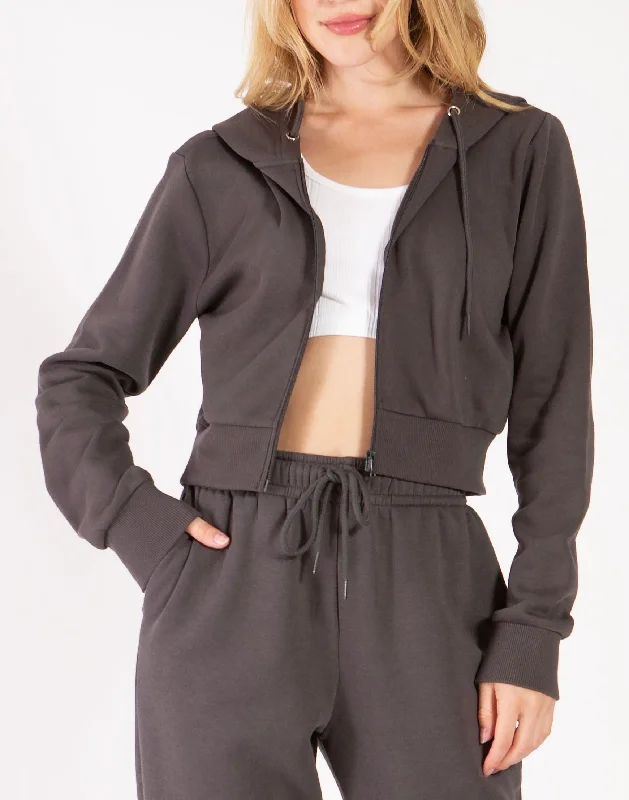 Women's Vintage-Inspired Clothing Cropped Zip Up Hoodie