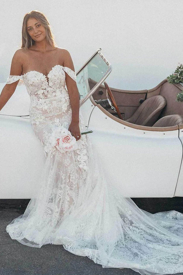 Women's Clothing Elegant Mermaid Wedding Dresses Off The Shoulder With Appliques