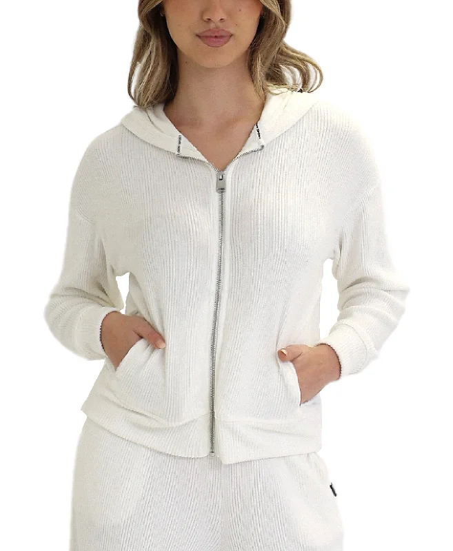 Vintage-Inspired Women's Apparel Brushed Ribbed Hoodie