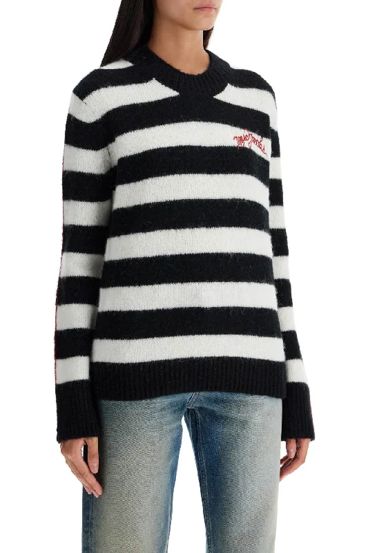 Women's Luxury Garments Marc Jacobs Pullover The Striped Brushed Logo Sweater