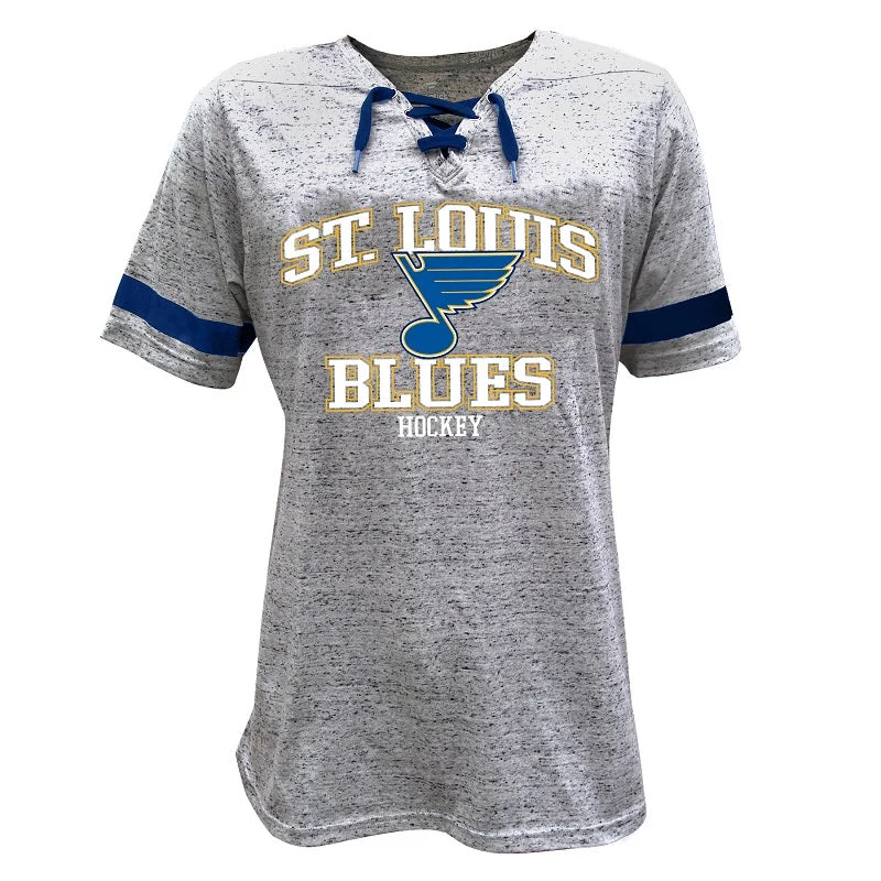 Women's Athletic Apparel ST. LOUIS BLUES LADIES BIG & TALL LACE UP T-SHIRT - GREY