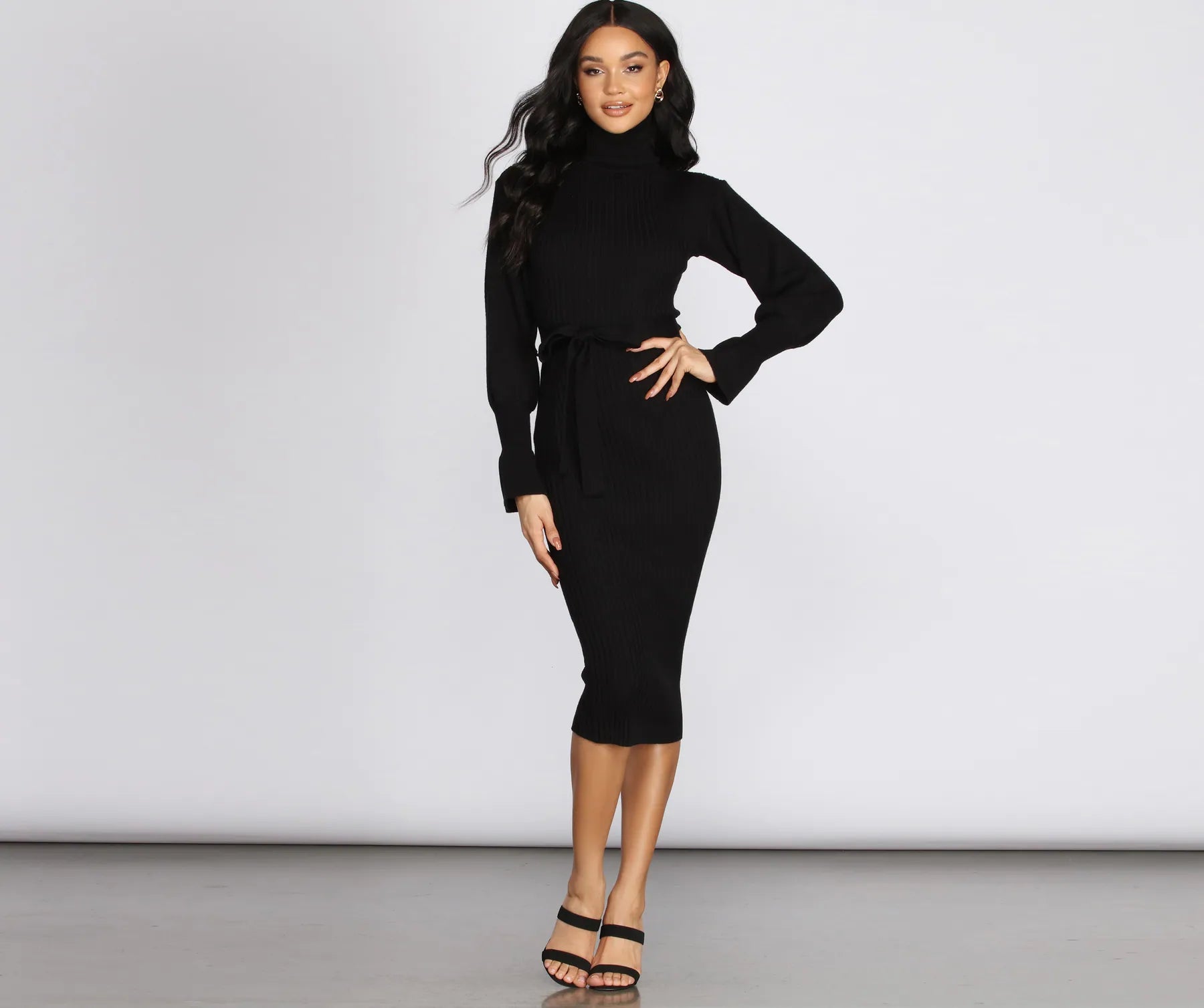 Stylish Women's Outerwear Apparel Caught In The Midi Turtleneck Sweater Dress