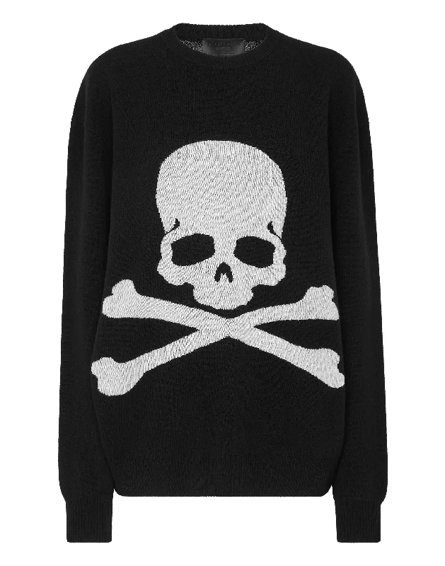 Women's Chic Outerwear Garments Round Neck Pullover LS Skull&Bones