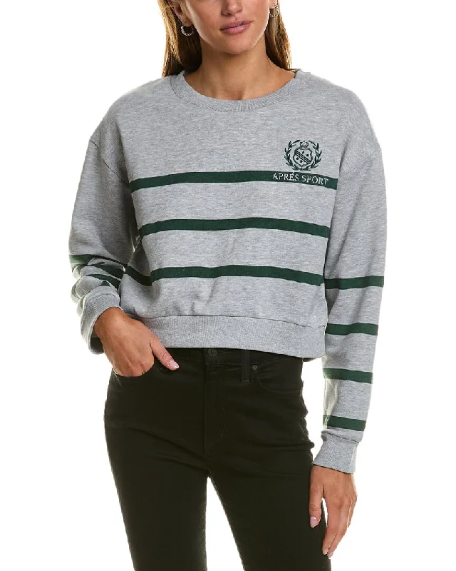 Vintage-Inspired Women's Clothes Vintage Havana Stripe Essential Fleece Crew Pullover