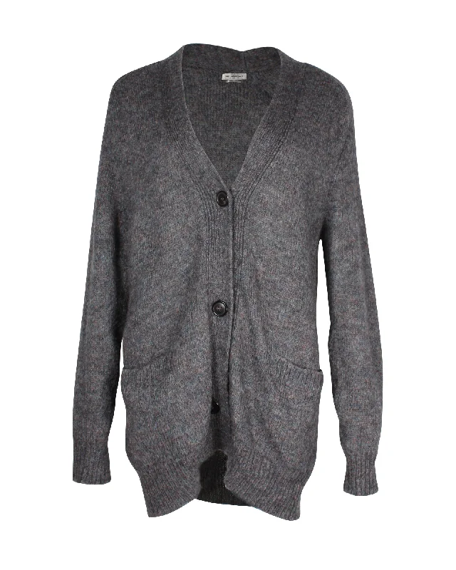 Women's Luxury Attire Isabel Marant Oversized V Neck Cardigan in Grey Mohair