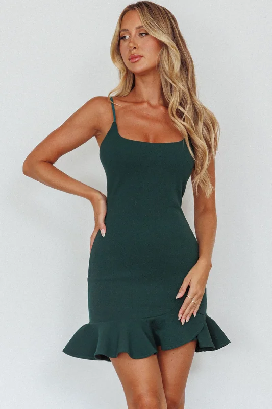 Women's High-Fashion Outfit Emoji Bodycon Mini Dress Forest Green