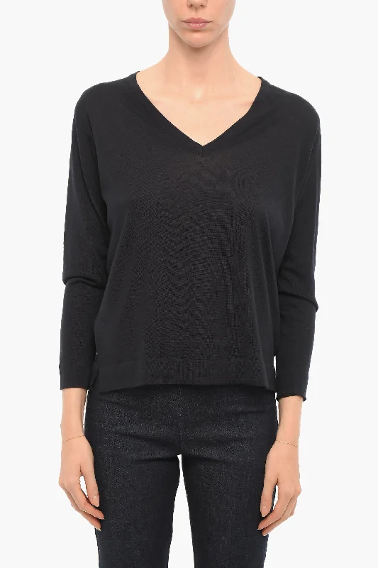 Women's Plus-Size Garments Drumohr Merinos Wool Lightweight V-Neck Sweater