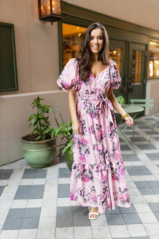 Women's Weekend Outfit Sydney Puff Sleeve Maxi Dress - Bashful