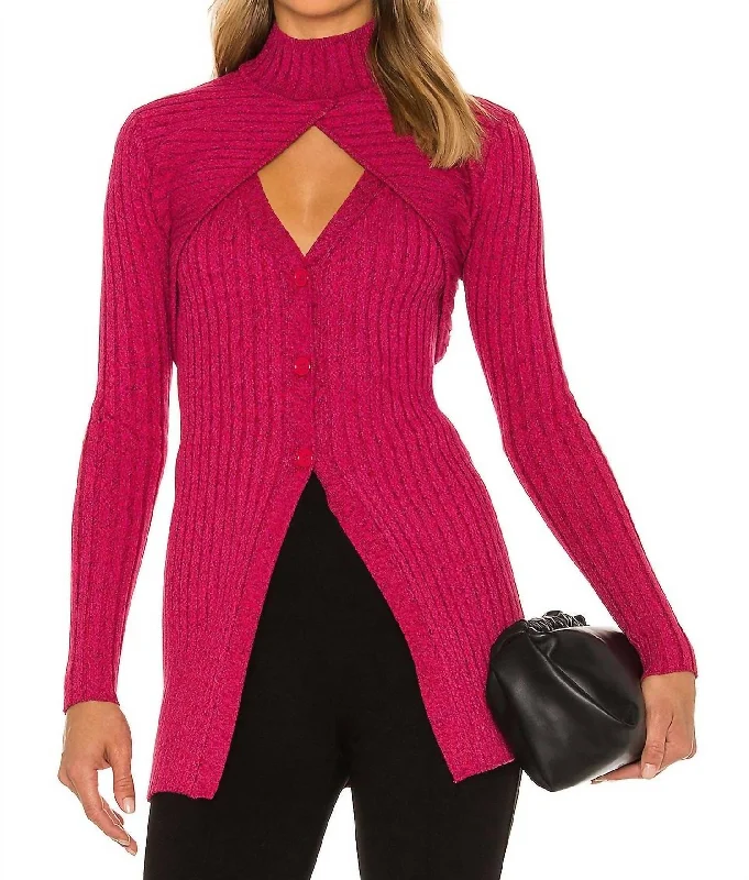 Women's Plus-Size Garments Garner Knit Top In Fuchsia Multi