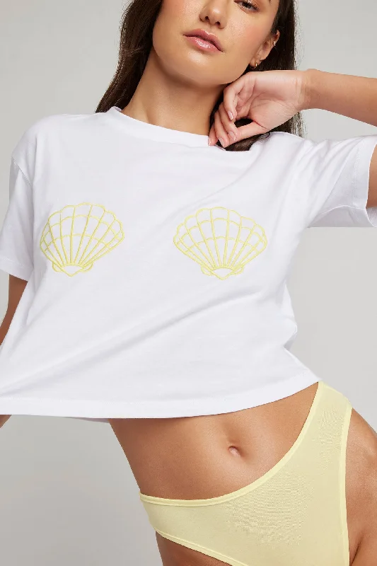 Women's Vintage-Inspired Clothing Uniform Baby Tee in White: Mermaid Edition