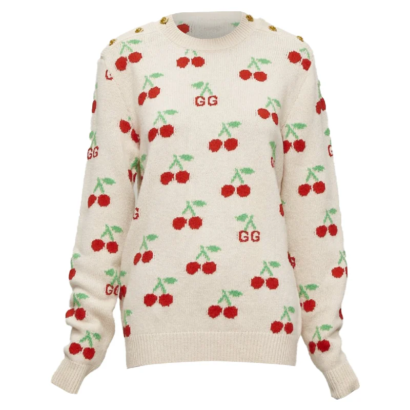 Women's Seasonal Attire Gucci GG logo Cherries crew long sleeves sweater