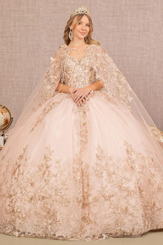 Women's Chic Outfit Long Ball Gown Quinceanera Cape Dress