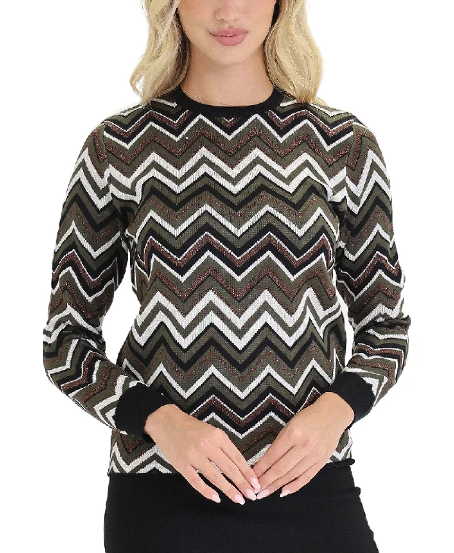 Women's Wedding Apparel Zig Zag Sweater w/ Shimmer