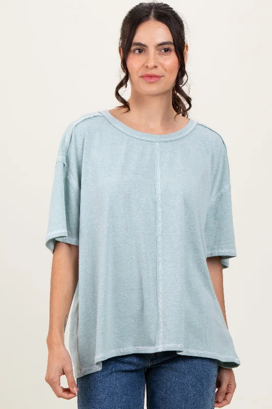 Women's Athletic Outfit Mint Solid Tri-Blend Short Sleeve Tunic Top