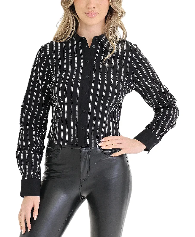 Women's Luxury Garments Crystal Striped Blouse