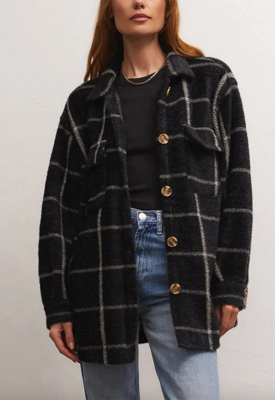 Women's Evening Clothes Z-Supply Plaid Tucker Shirt Jacket - WASHED BLACK