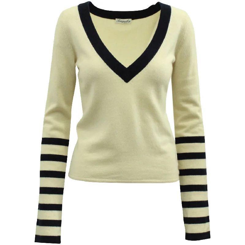 Women's Transitional Garments Temperly London Tennis Rib Knit Top in Multicolor Cashmere