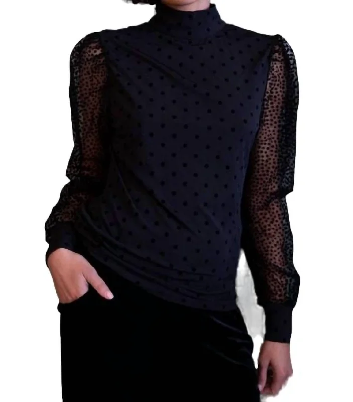 Women's Seasonal Clothes Polka Dot Blouse In Black