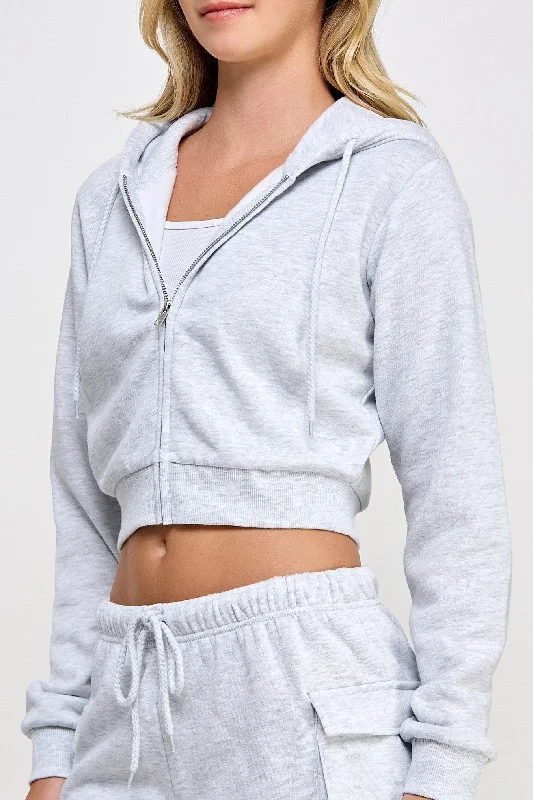 Casual Chic Clothing For Women Crop Zip Up Hoodie