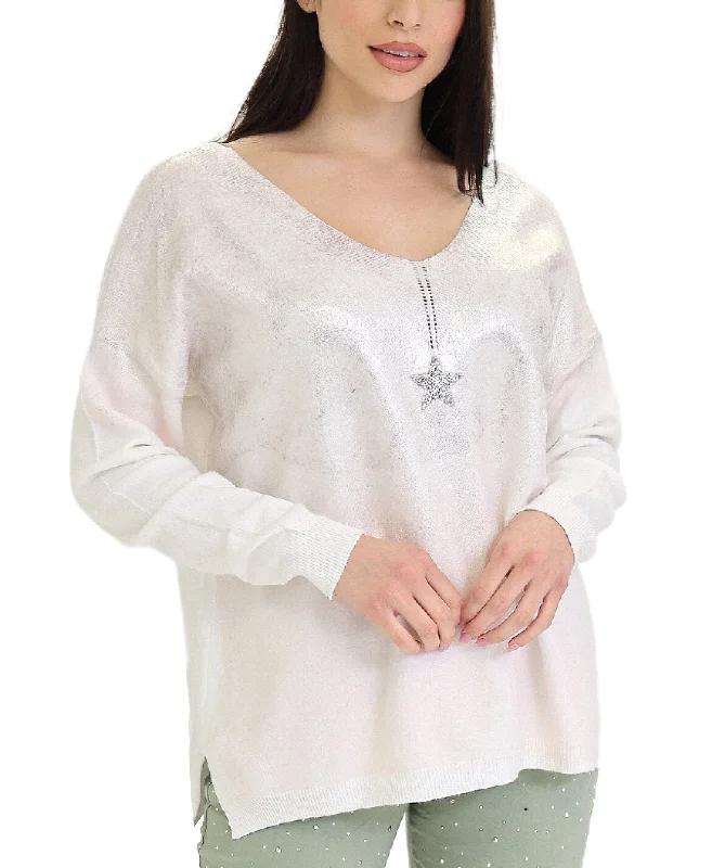 Women's Festive Attire Shimmer Star Sweater
