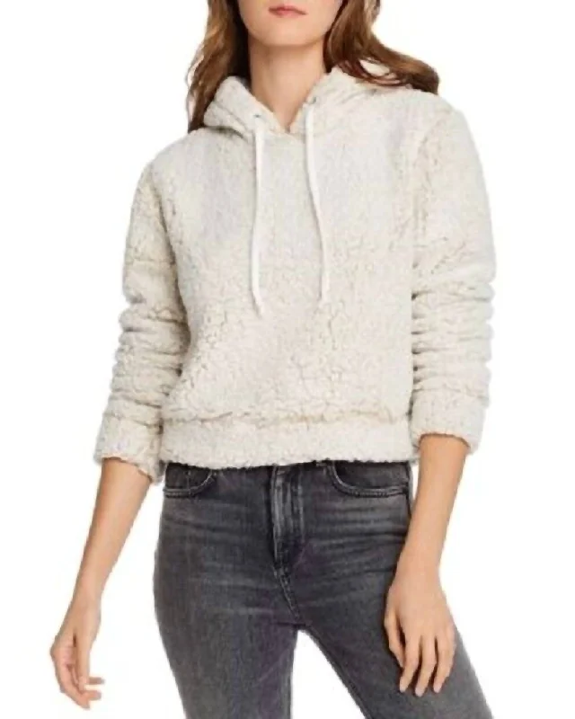 Women's Chic Outerwear Garments Womens Sherpa Hoodie Sweatshirt In Cream