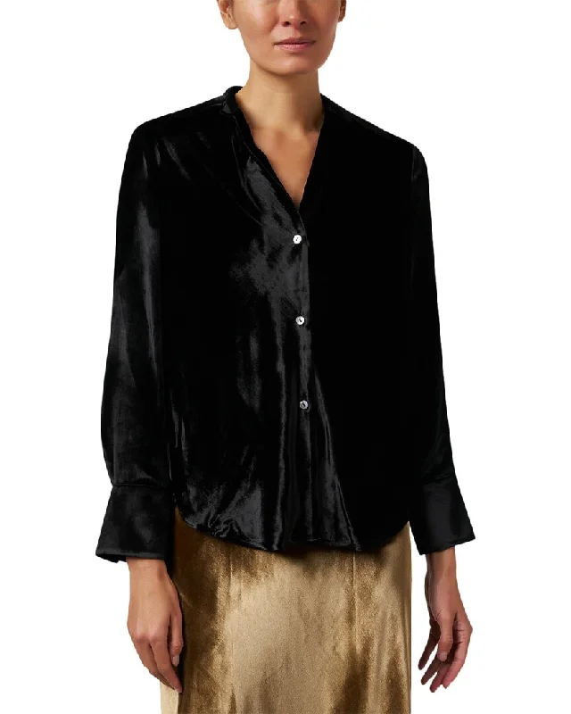 Women's Plus-Size Attire Vince Velvet Silk-Blend Blouse