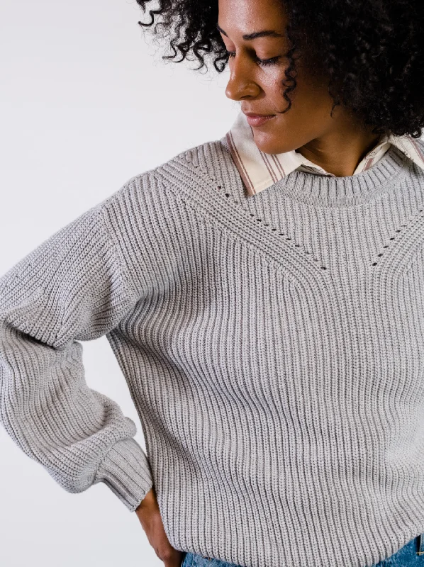 Women's Elegant Evening Outfit Sarah Billow Sleeve Sweater - Heather Grey