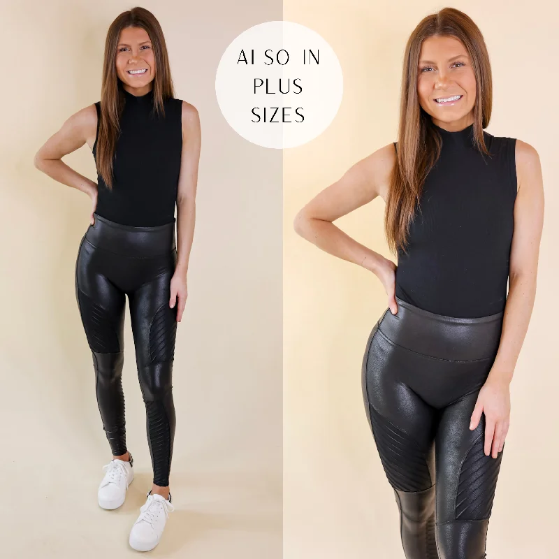Women's Plus-Size Apparel SPANX | Suit Yourself Ribbed Mock Neck Sleeveless Bodysuit in Black