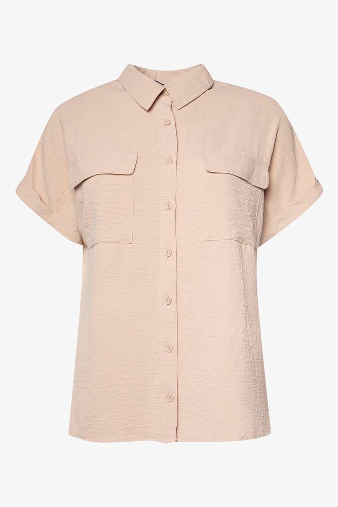 Women's Holiday Apparel Utility Short Sleeve Shirt Natural
