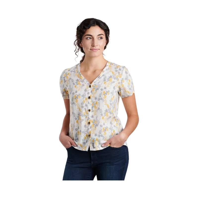 Stylish Outerwear Clothes For Women Kuhl Women's Hadley Short Sleeve Top - Ivory Print - ONLINE STORE CREDIT/EXCHANGE ONLY