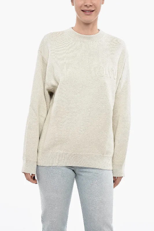 Women's Casual Wear Clothing Off-White Embossed LEAVES Crewneck Sweater