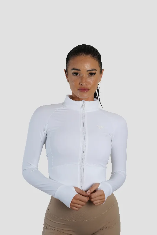Women's Active Garments For Workouts LUXE ZIP JACKET - WHITE