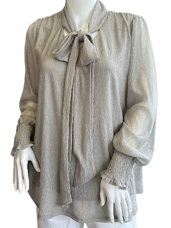 Casual Chic Women's Clothes Chiffon Blouse In Sage Grey