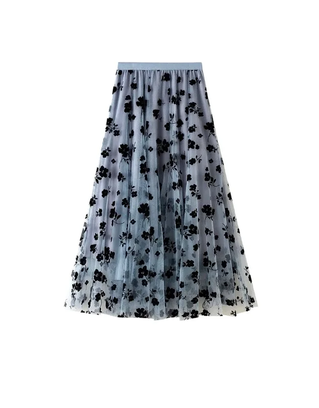 Women's Holiday Attire Grey Embossed Skirt