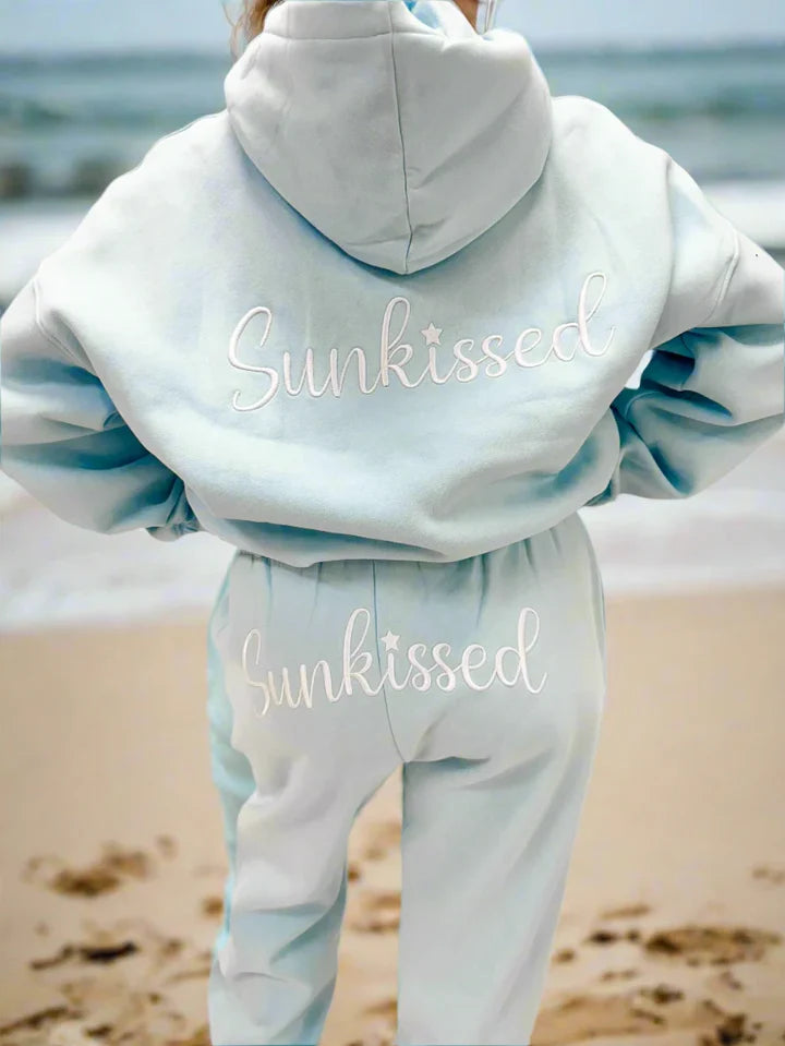 Stylish Outerwear Clothing For Women Sunkissed Coconut Script Hoodie