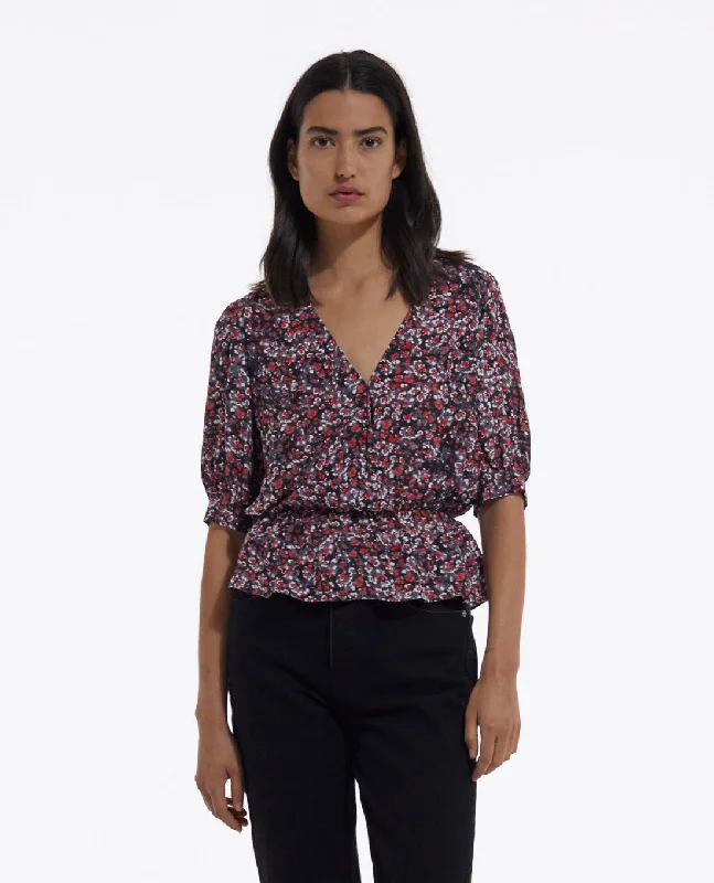Women's Night-Out Outfit Short Sleeved Printed Wrap Top