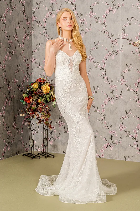 Women's Timeless Attire Long Mermaid Applique Wedding Gown