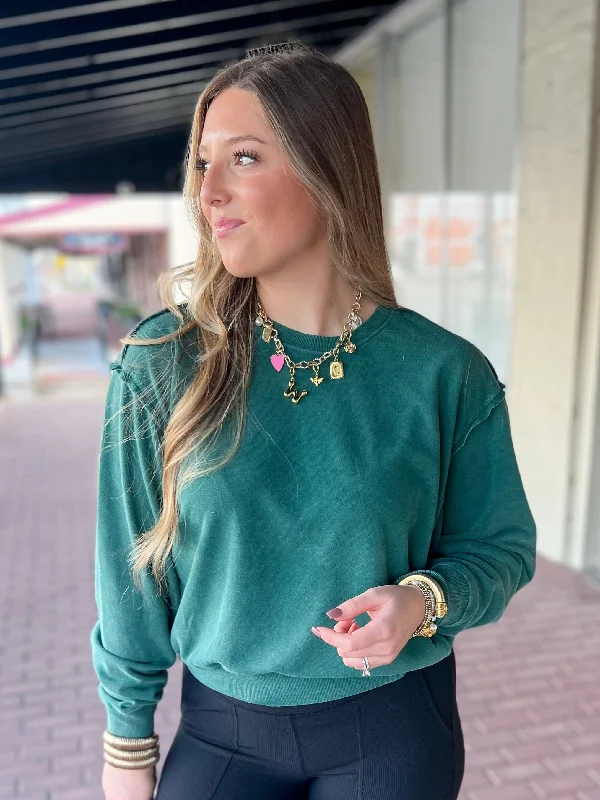 Women's Wedding Apparel Laid Back Sweatshirt-Dark Green