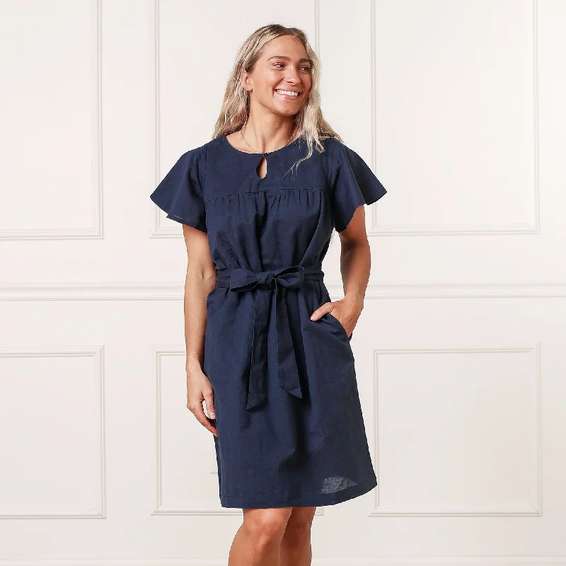 Sustainable Fashion Clothing For Women Linen Keyhole Dress