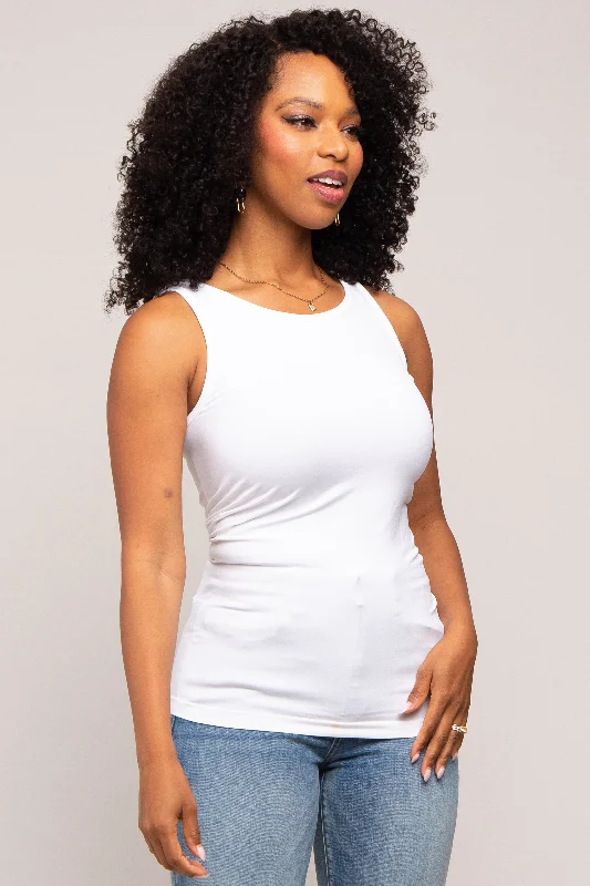 Women's Vintage Clothes White Basic Seamless Tank