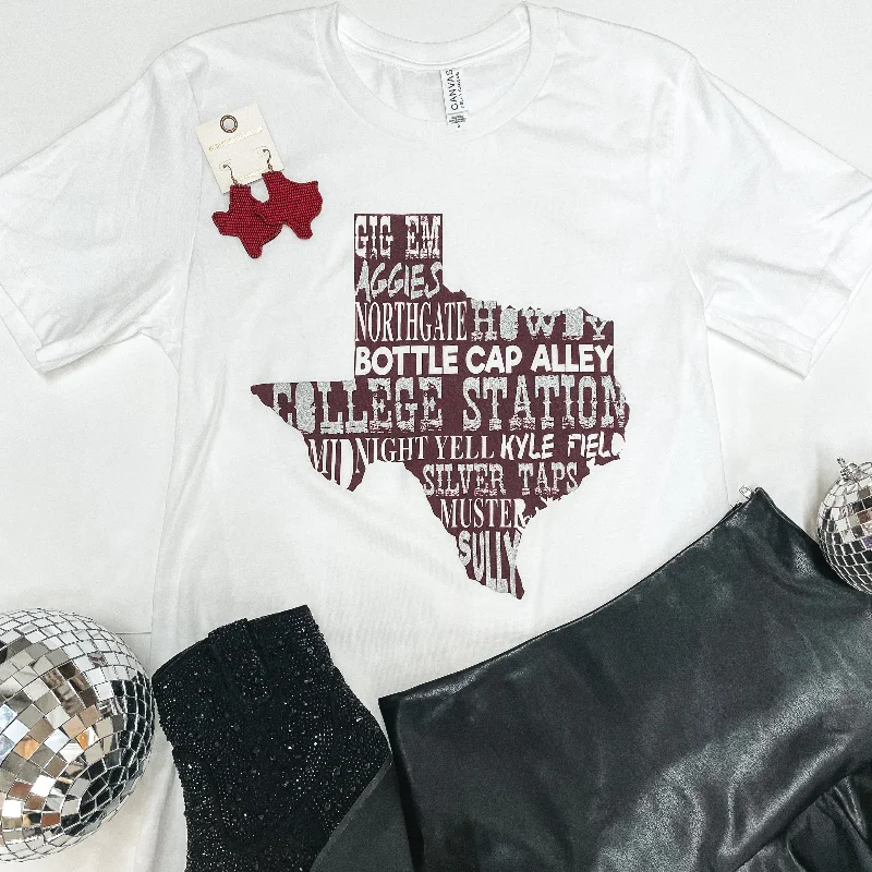 Classic Clothes For Women Aggie Game Day | Game Day in College Station Texas Short Sleeve Tee Shirt in White